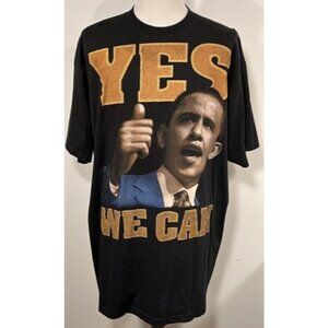 EZ Street Gear 4XL Obama Yes We Can T Shirt Black Gold Letter Big Print Image